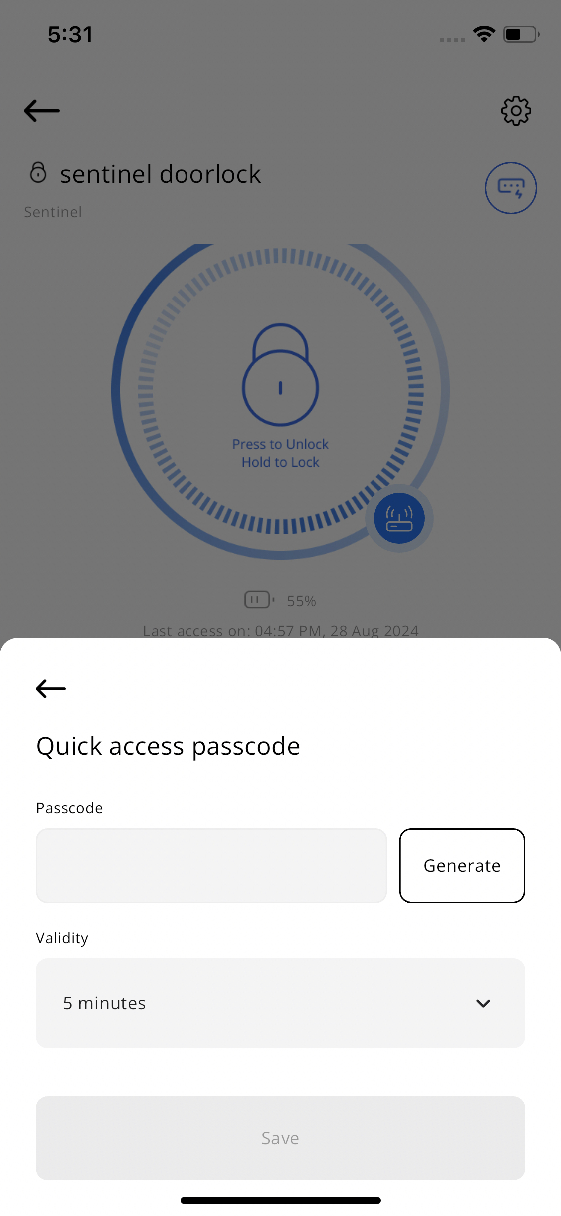 Door lock quick access