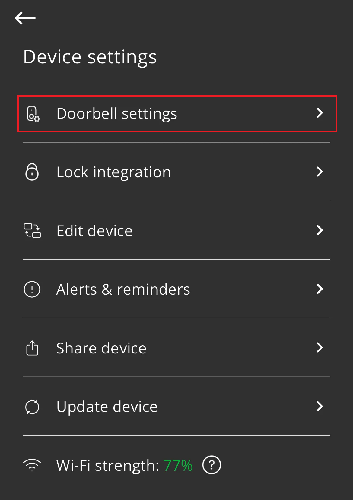 Doorbell settings 3
