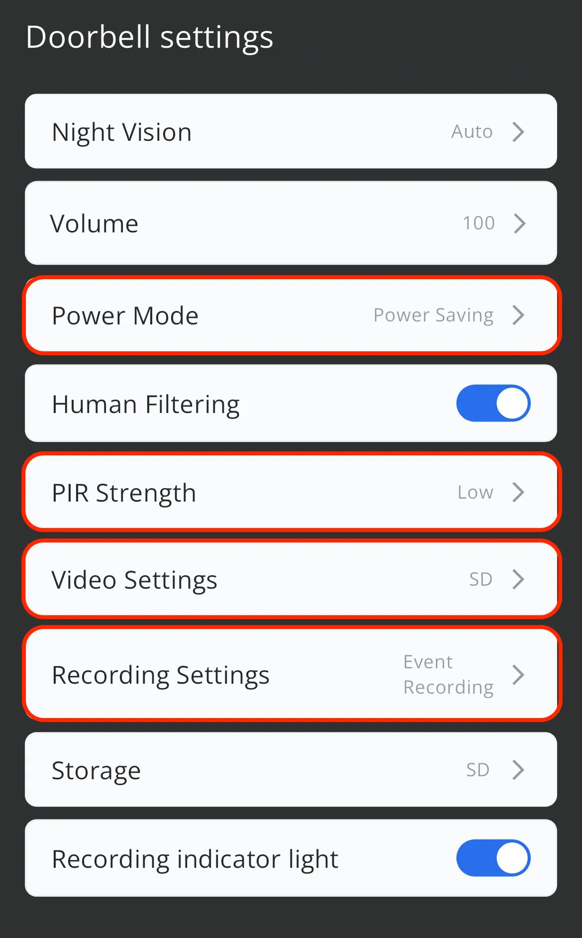 Doorbell settings 4